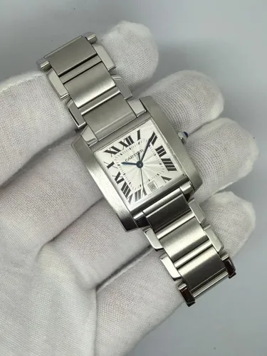 Cartier Tank Française Automatic 28x32mm Stainless Steel Silver Dial 2302 Circa 2000