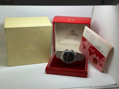 Omega Chronostop Genève 35mm Stainless Steel Grey Racing Dial Mesh Bracelet 146.009/146.010 1969