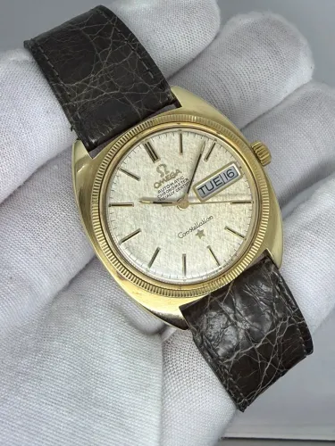 Omega Constellation Automatic Chronometer 35mm Gold Capped Silver Linen Dial 168.029 1968