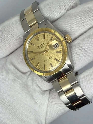 Rolex Oyster Perpetual Date 34mm Gold Mosaic Dial 1501 1970
