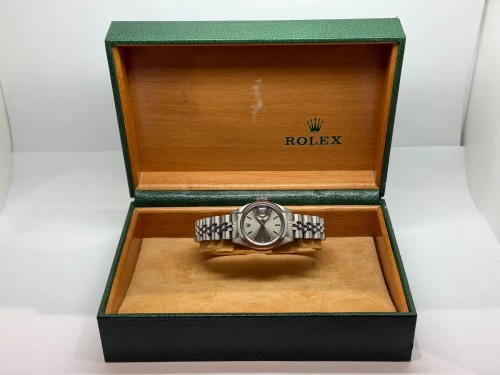 Rolex Oyster Perpetual Date Ladies 26mm Stainless Steel Slate Grey Dial 6916 1982