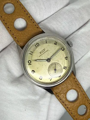 Tissot Antimagnetique Manual Wind 34mm Stainless Steel Patina Dial 6445-4 1940s