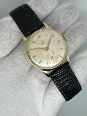 Omega Manual Wind Vintage 34mm 9ct Gold Small Seconds Dial Dennison Case 1950