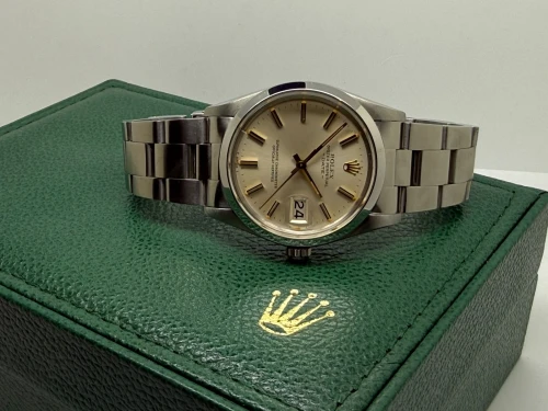 Rolex Oyster Perpetual Date 34mm Stainless Steel Silver Dial 15000 1981