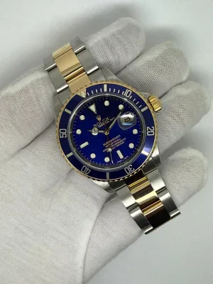 Rolex Submariner Date Bluesy 40mm Stainless Steel & 18ct Yellow Gold Blue Dial & Bezel 16613 2002