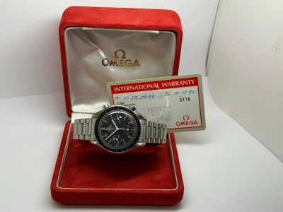 Omega Speedmaster Automatic Speedy Reduced 39mm Stainless Steel Black Chronograph Dial Tachymetre Bezel 175.0032 1990