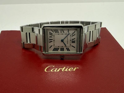 Cartier Tank Solo Quartz 34x27mm Stainless Steel Silver Dial Bracelet 3169 2018 Full Set