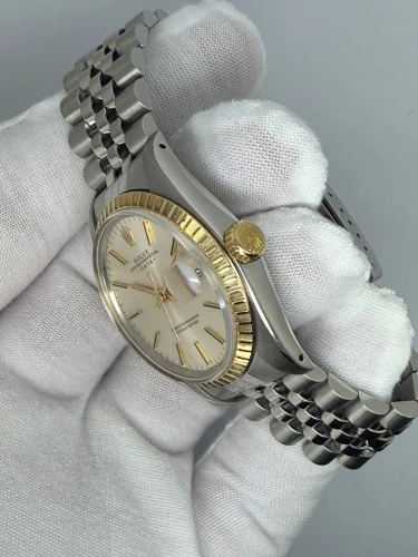 Rolex Oyster Perpetual Date 34mm Steel & 18ct Yellow Gold Silver Dial 1505 1981