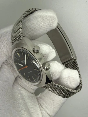 Omega Chronostop Genève 35mm Stainless Steel Grey Racing Dial Mesh Bracelet 146.009/146.010 1969