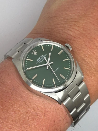 Rolex Oyster Perpetual Air-King 34mm Stainless Steel Green Sunburst Dial 5500 1982