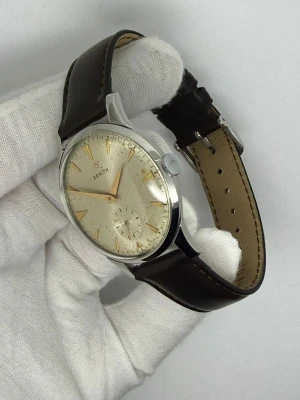 Zenith Manual Wind 36mm Stainless Steel Silver Dial Gold Furniture 1950s