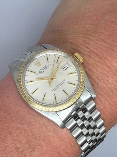 Rolex Oyster Perpetual Date 34mm Steel & 18ct Yellow Gold Silver Dial 1505 1981
