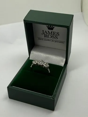 Vintage Platinum Three Stone Old Cut Diamond Trilogy Ring 2.05ct