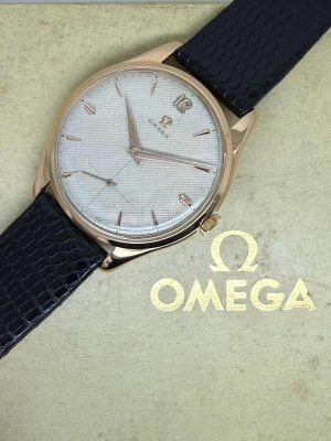 Omega Jumbo Manual Wind 37.5mm 18ct Rose Gold Honeycomb Dial 2620 1947