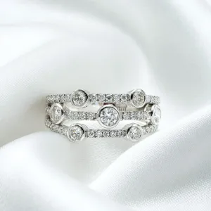 Platinum Diamond Bubble Ring 1.20ct G/H SI Natural Diamonds