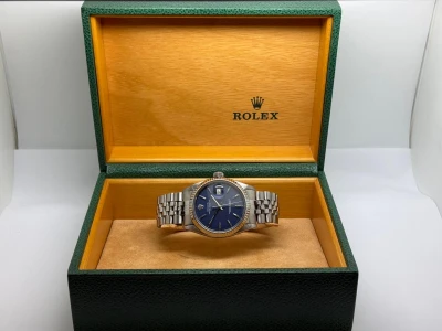 Rolex Oyster Perpetual Datejust 36mm Stainless Steel & 18ct White Gold Fluted Bezel Blue Dial Jubilee Bracelet 1601 1973