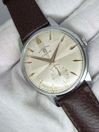 Election Grand Prix Vintage Manual Wind Jumbo 38mm 17 Jewel Swiss Watch 1950s