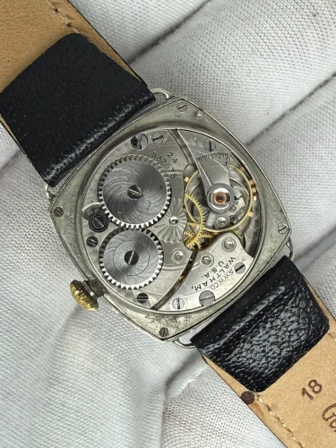 Waltham USA Manual Wind Antique Wristwatch 28 x 28mm Sterling Silver Dennison Cushion Case 1924