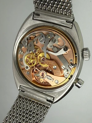 Omega Chronostop Genève 35mm Stainless Steel Grey Racing Dial Mesh Bracelet 146.009/146.010 1969