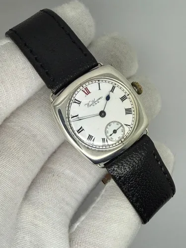 Waltham USA Manual Wind Antique Wristwatch 28 x 28mm Sterling Silver Dennison Cushion Case 1924
