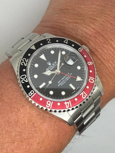 Rolex GMT-Master II Coke 40mm Stainless Steel Oyster Bracelet 16710 1989