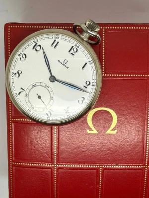 Omega Pocket Watch Steel Case Manual Wind Vintage 1930