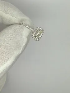 Platinum Emerald Cut and Round Brilliant Diamond Halo Ring 1.04ct