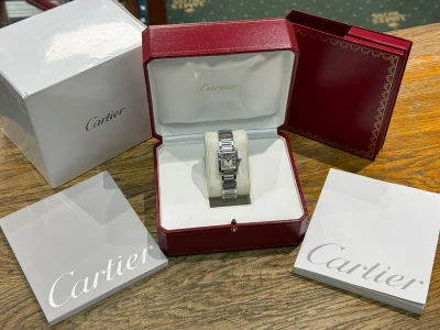 Cartier Tank Francaise Ladies 20x25mm Stainless Steel White Roman Dial Bracelet 2384 2005–2010