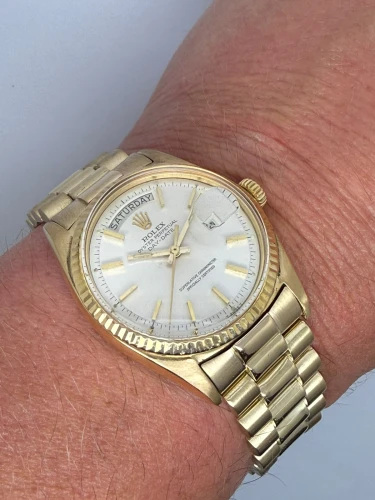 Rolex Oyster Perpetual Day-Date President 36mm 18ct Yellow Gold Silver Pie-Pan Dial 1803 1972