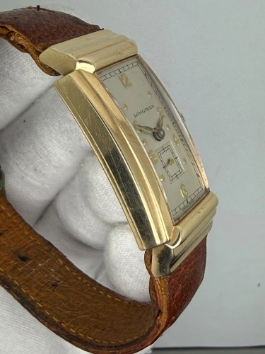 Longines Art Deco Tank Vintage Wristwatch 42 x 20mm Solid 14ct Yellow Gold 1944