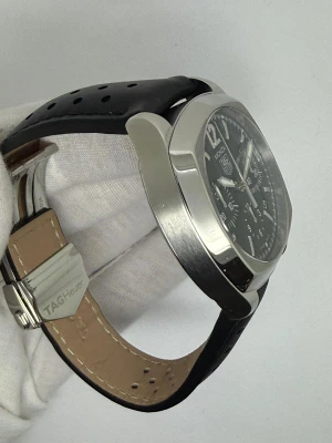 TAG Heuer Monza Automatic Chronograph 38mm Stainless Steel Black Dial Leather Strap CR2113-0 2005