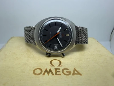 Omega Chronostop Genève 35mm Stainless Steel Grey Racing Dial Mesh Bracelet 146.009/146.010 1969