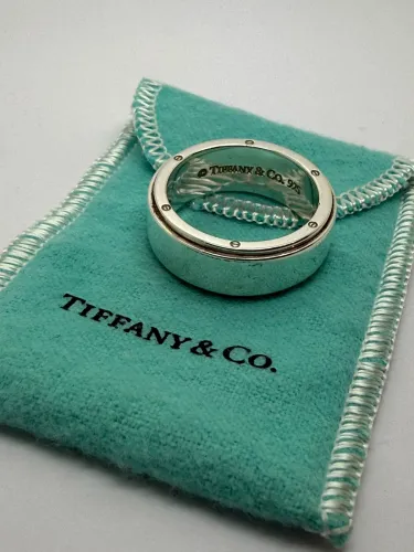 Tiffany & Co. Metropolis Sterling Silver 9mm Screwhead Band Ring Size X 1990s