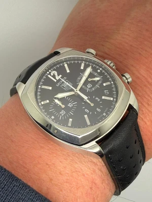 TAG Heuer Monza Automatic Chronograph 38mm Stainless Steel Black Dial Leather Strap CR2113-0 2005