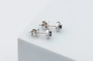 18ct White Gold Sapphire and Diamond Stud Earrings