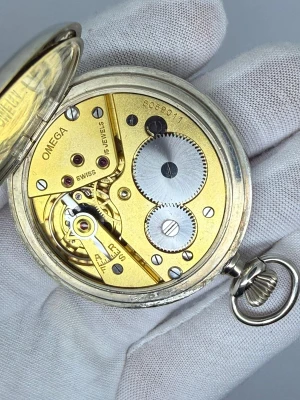 Omega Pocket Watch Steel Case Manual Wind Vintage 1930