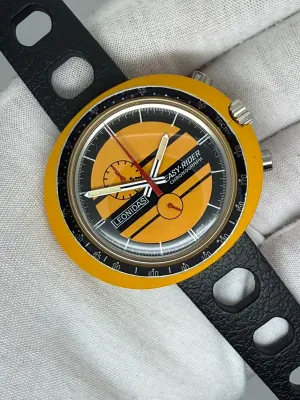 Leonidas Heuer Easy Rider Chronograph 45x40mm Fibreglass Case Orange Dial 423.809J 1972
