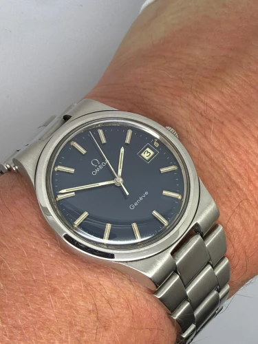 Omega Genève Manual Wind 36mm Stainless Steel Blue Dial 136.0103 1977