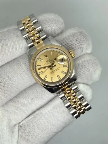 Rolex Oyster Perpetual Datejust Ladies 26mm Stainless Steel & 18ct Yellow Gold Champagne Dial 179163 2006