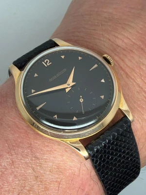 Jaeger-LeCoultre Jumbo Manual Wind 37mm 18ct Rose Gold Black Dial JLC 449 1940s/1950s