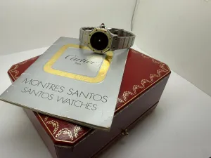 Cartier Santos Octagonal Ladies 26x31mm Stainless Steel & 18ct Yellow Gold Burgundy Dial 2965 1980s