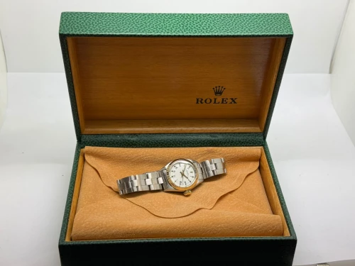 Rolex Oyster Perpetual Ladies 24mm Stainless Steel & 18ct Yellow Gold White Roman Dial 6619 1963