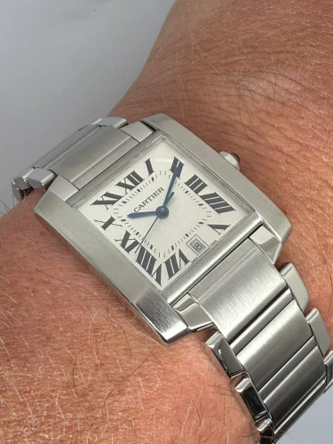 Cartier Tank Française Automatic 28x32mm Stainless Steel Silver Dial 2302 Circa 2000