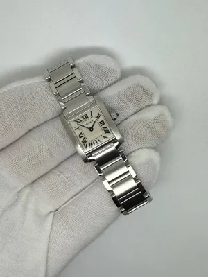 Cartier Tank Francaise Ladies 20x25mm Stainless Steel White Roman Dial Bracelet 2384 2005–2010