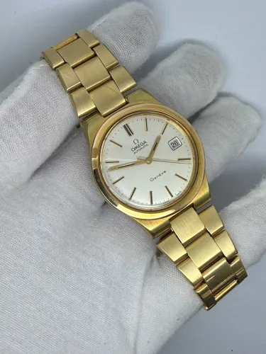 Omega Genève Automatic 36mm Gold Plated Silver Dial 166.0173 1973