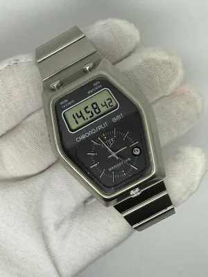 Heuer Manhattan Senator Chronosplit GMT ANA-DIGI Stainless Steel Digital Quartz 104-403 1982