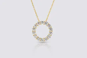 18ct Yellow Gold Diamond Open Circle Pendant Necklace 2.12ct