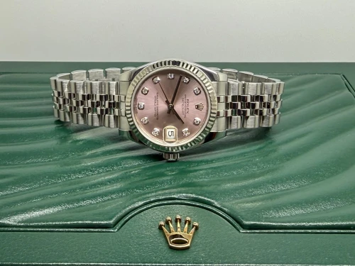 Rolex Datejust 31mm Stainless Steel & 18ct White Gold Pink Diamond Dial 178274 2014