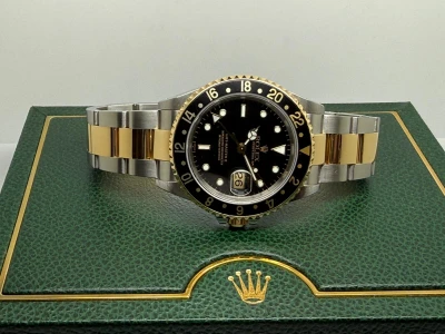 Rolex GMT-Master II 40mm Stainless Steel & 18ct Yellow Gold Black Dial & Bezel 16713 2001