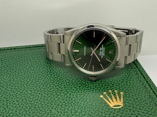 Rolex Oyster Perpetual Air-King 34mm Stainless Steel Green Sunburst Dial 5500 1982